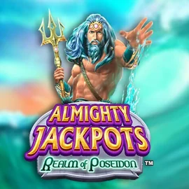 Almighty Jackpots – Realm of Poseidon online game logo by Novomatic on koningbetscasino.com