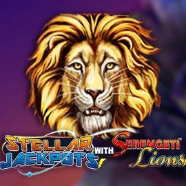 Stellar Jackpots with Serengeti Lions online game logo by Lightning Box Game on koningbetscasino.com