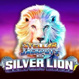 Official Jackpots logo: Stellar Jackpots with Silver Lion by Lightning Box Game at Koning Bet